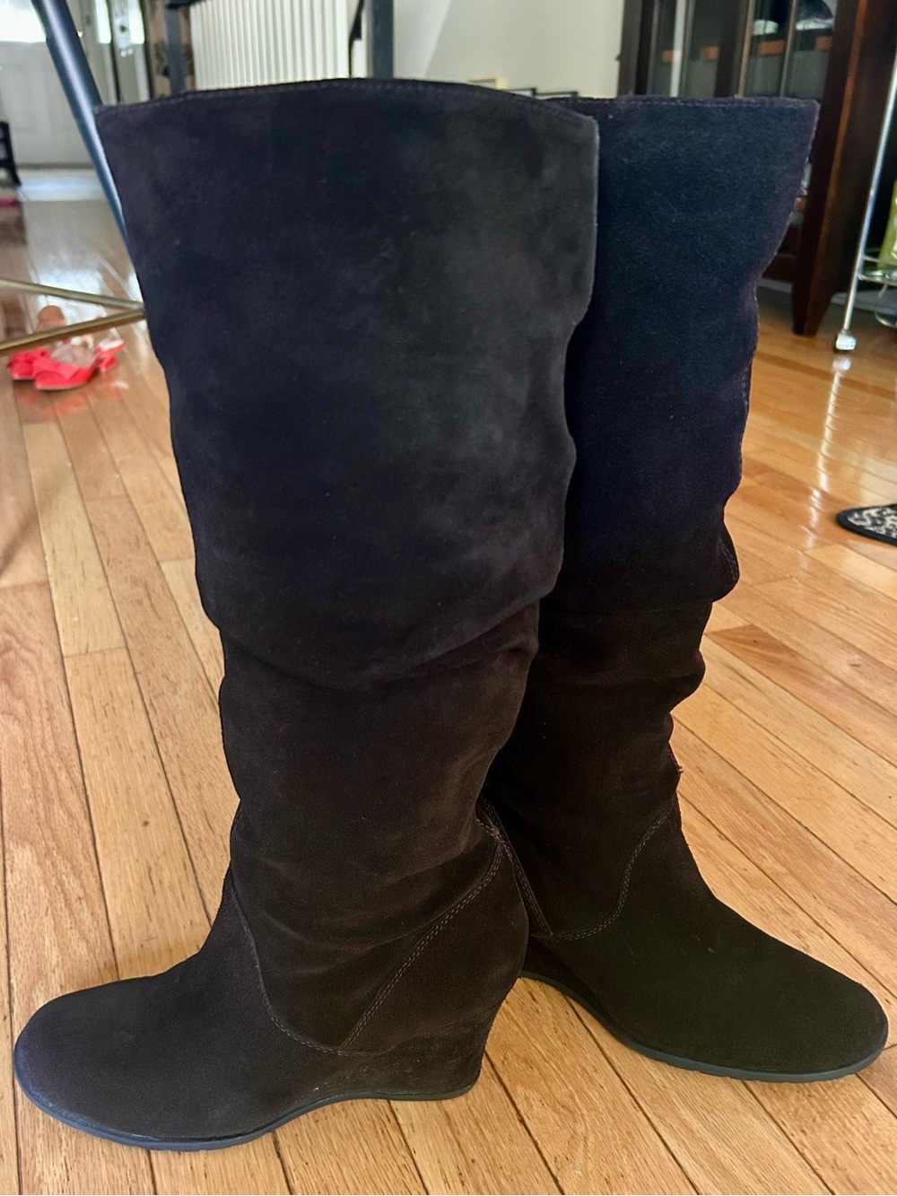 Deep brown suede wedge Aldo boots